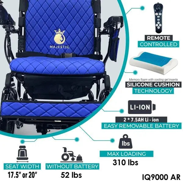 ComfyGO MAJESTIC IQ-9000 Auto Recline Remote Controlled Electric Wheelchair ComfyGO