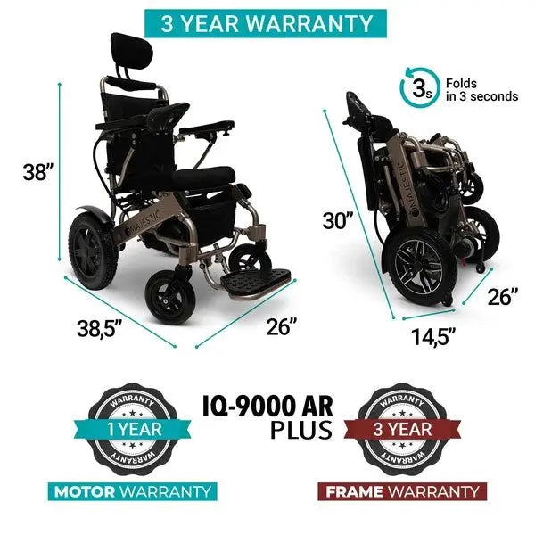 ComfyGO MAJESTIC IQ-9000 Auto Recline Remote Controlled Electric Wheelchair ComfyGO