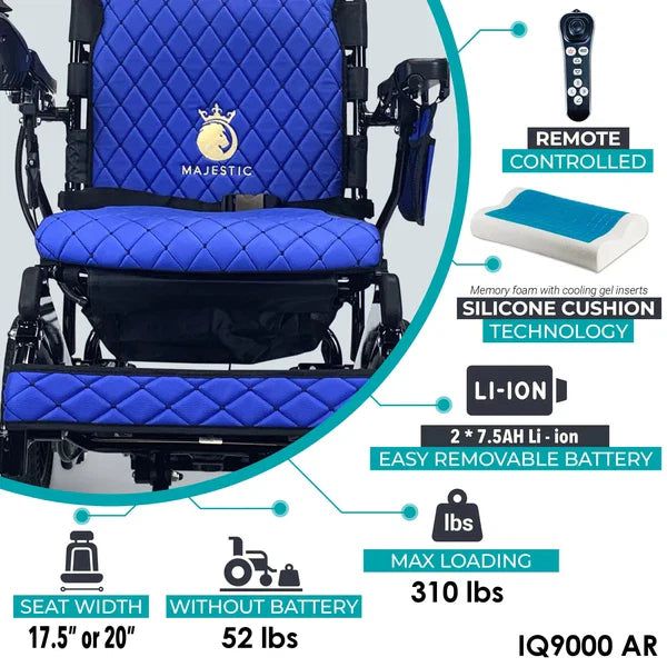 ComfyGO MAJESTIC IQ-9000 Remote Controlled Lightweight Electric Wheelchair ComfyGO