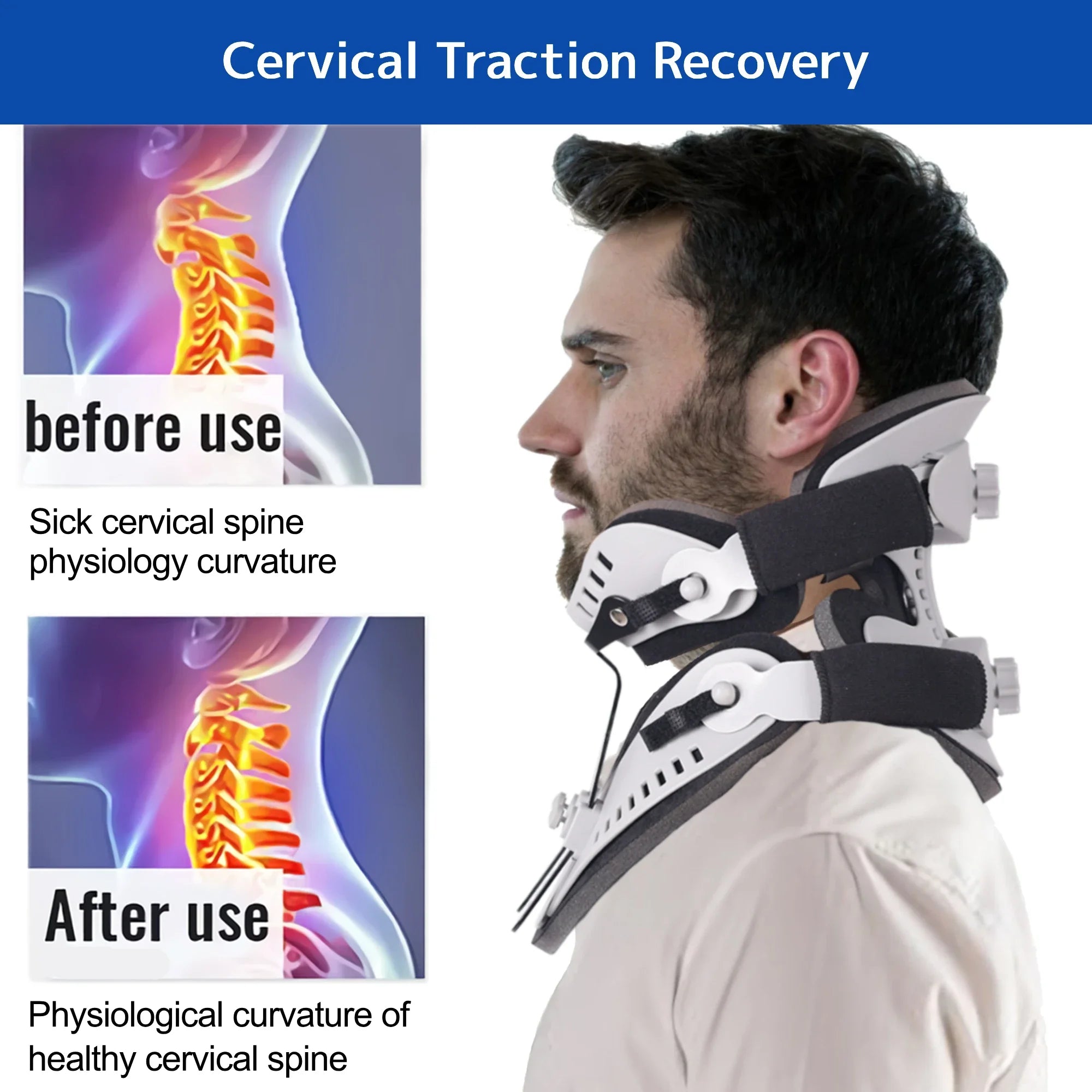 Neck Brace Support Orthosis - Adjustable Cervical Collar