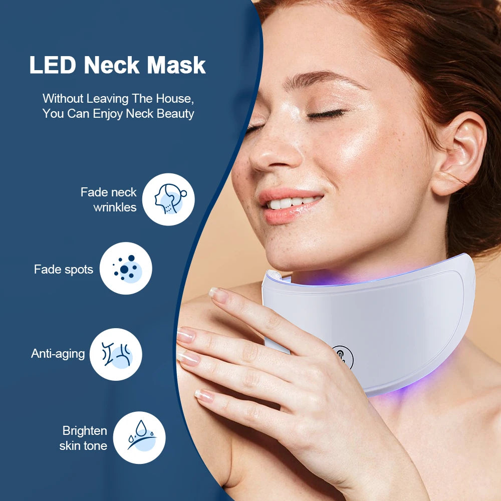 7 Colors Led Facial Mask With Neck Red Light Therapy Mask For Skin Tightening Lifting Anti-aging Bio-Light Beauty Whitening Home