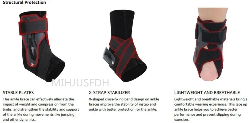 Ankle Support Brace with Side Stabilizers for Sprains and Tendonitis - Lightweight Recovery Splint for Men and Women