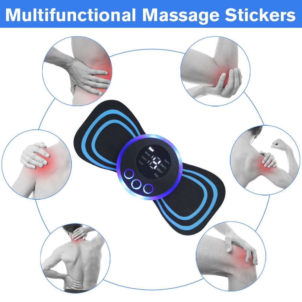 8-Mode EMS Neck Massager with LCD Display - Electric Pulse Cervical Pain Relief Patch & Muscle Stimulator