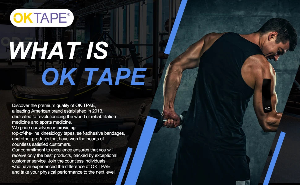 OK TAPE Precut Kinesiology Tape, Latex-Free Elastic Bandage for Athletes and Fitness Enthusiasts