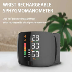 Wrist Blood Pressure Monitor with LED Display and USB Rechargeable Fast Measurement Tensiometer