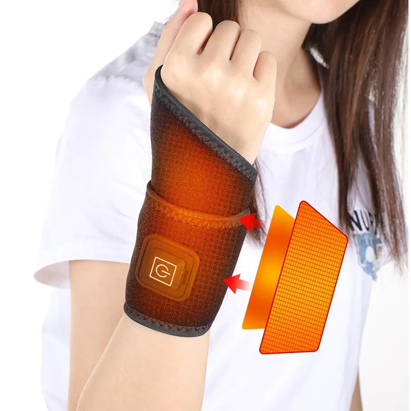 USB Heated Wrist Support Massager with Adjustable Temperature and Breathable Design for Pain Relief and Comfort