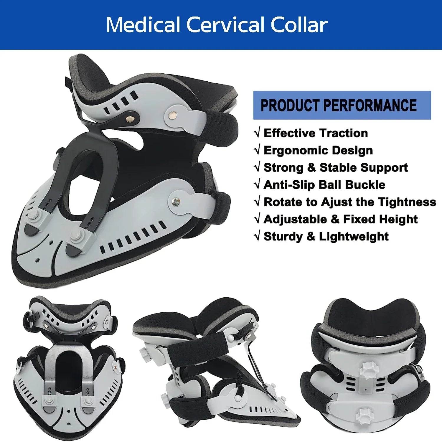 Neck Brace Support Orthosis - Adjustable Cervical Collar