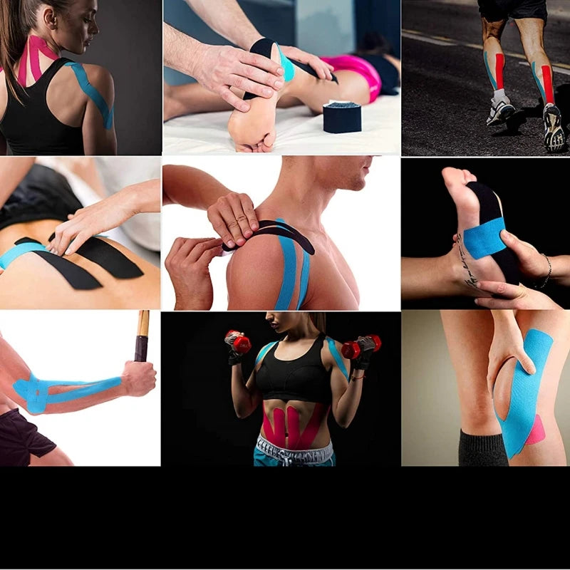 Kinesiology Elastic Tape for Muscle Support and Pain Relief – Athletic Recovery Bandages for Fitness Enthusiasts