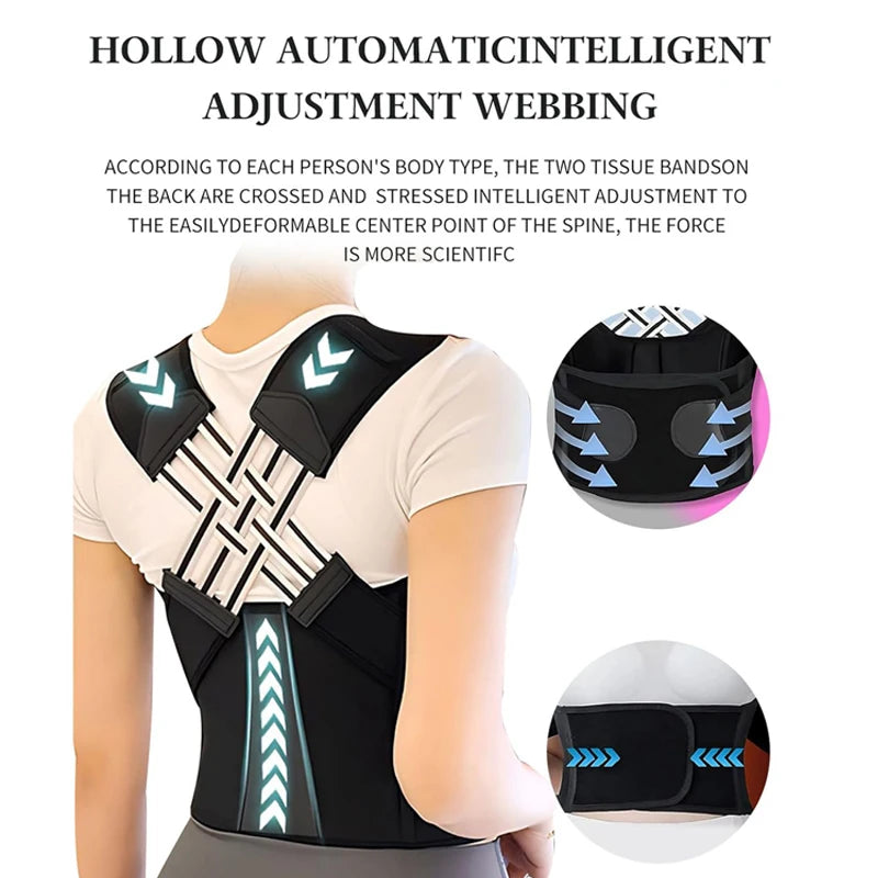 Adjustable Back Support Brace for Women and Kids - Breathable Posture Corrector for Enhanced Comfort