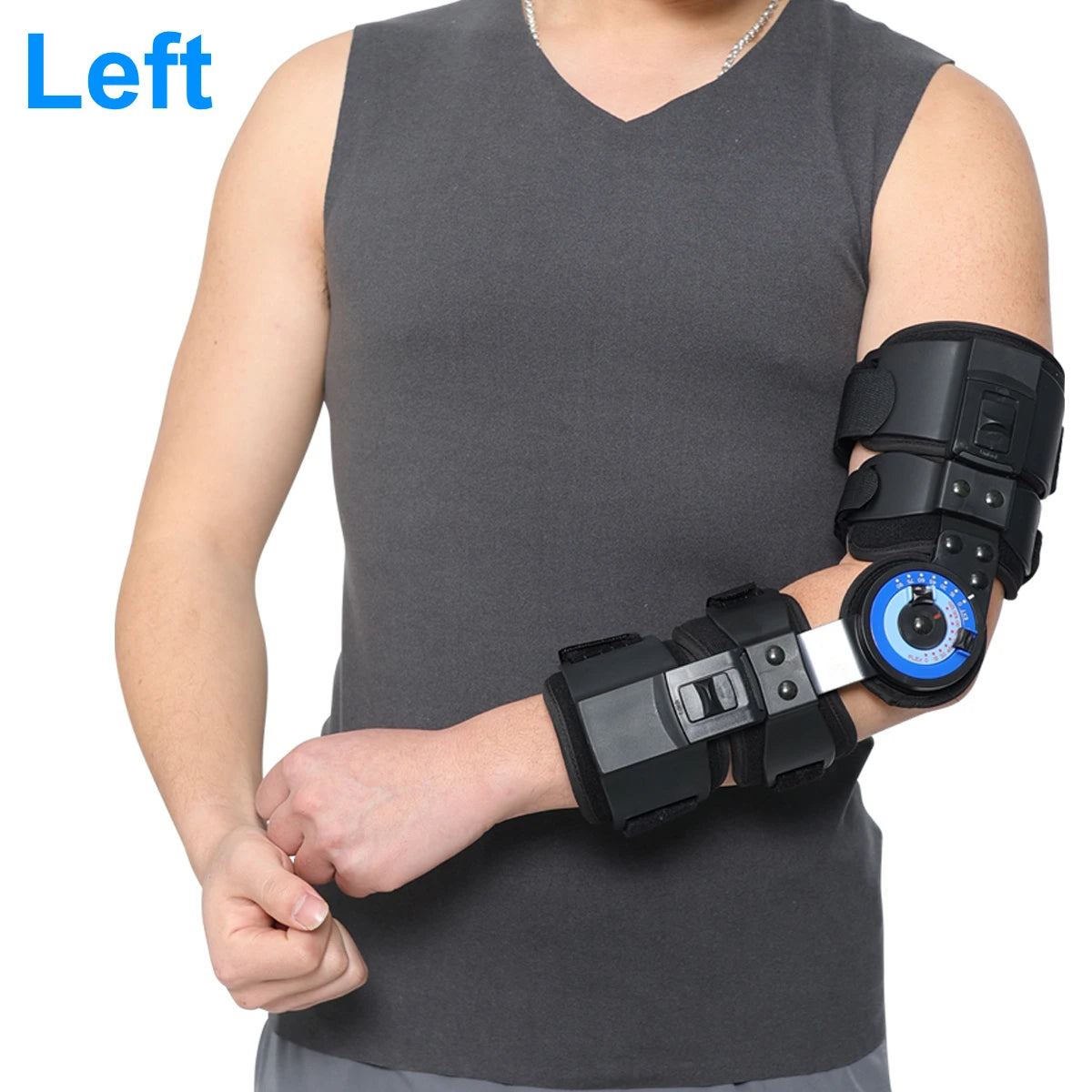 Hinged ROM Elbow Brace, Adjustable Post-Op Stabilizer Splint, Arm Injury Recovery Support Fracture Immobilization Rehabilitation