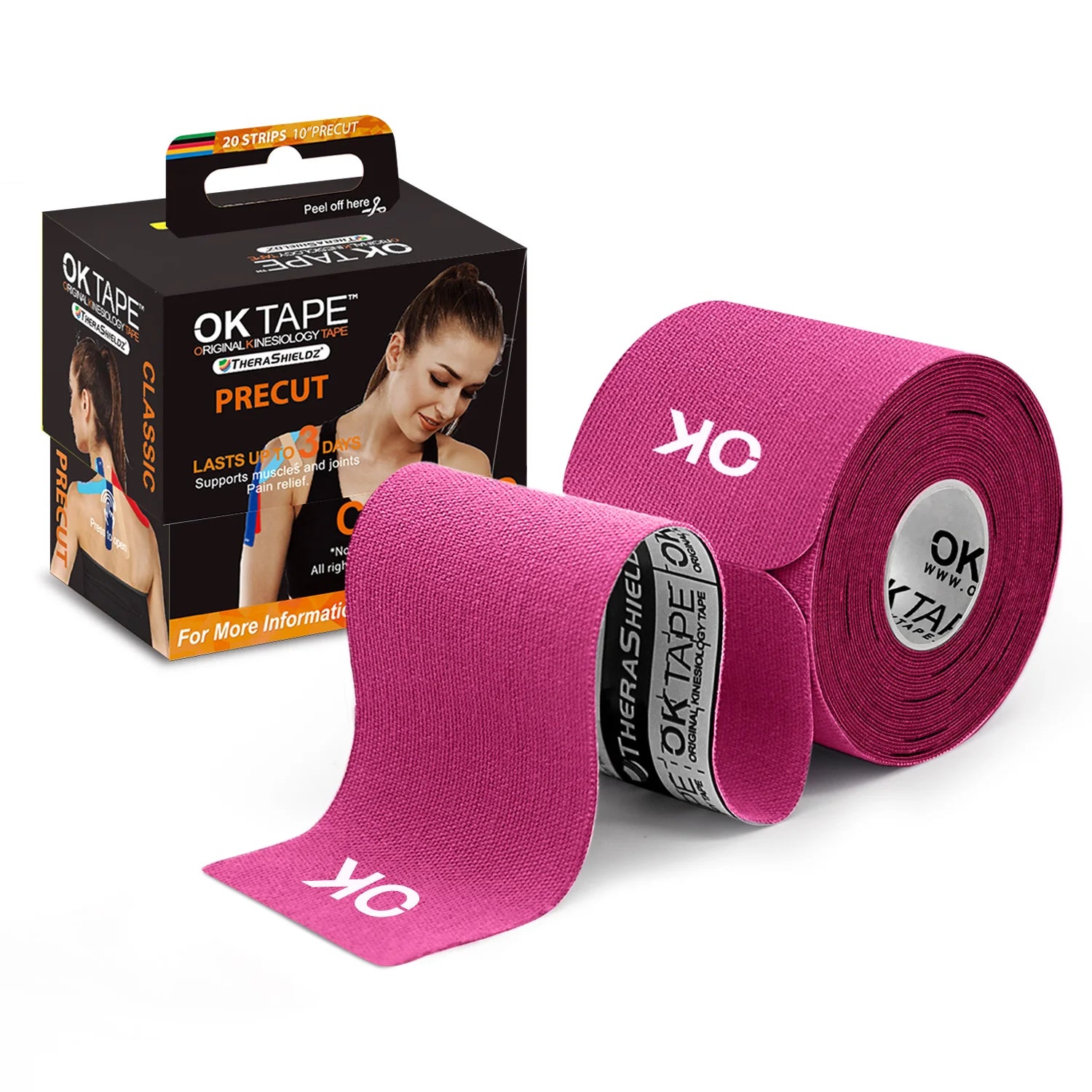 OK TAPE Precut Kinesiology Tape, Latex-Free Elastic Bandage for Athletes and Fitness Enthusiasts