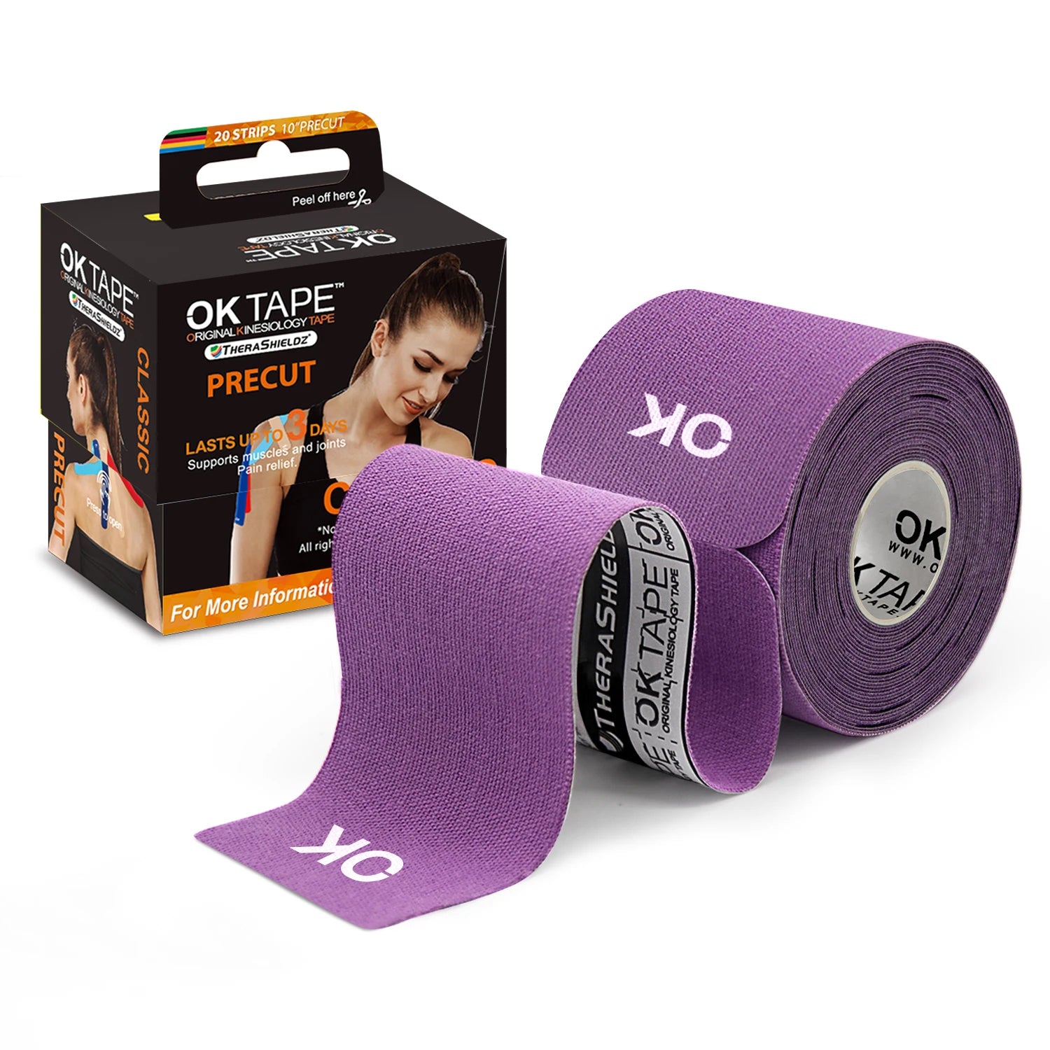 OK TAPE Precut Kinesiology Tape, Latex-Free Elastic Bandage for Athletes and Fitness Enthusiasts