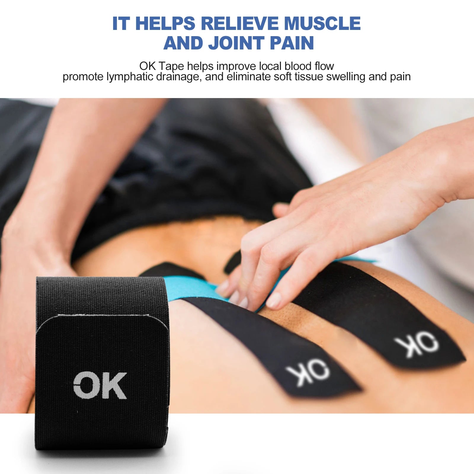 OK TAPE Precut Kinesiology Tape, Latex-Free Elastic Bandage for Athletes and Fitness Enthusiasts