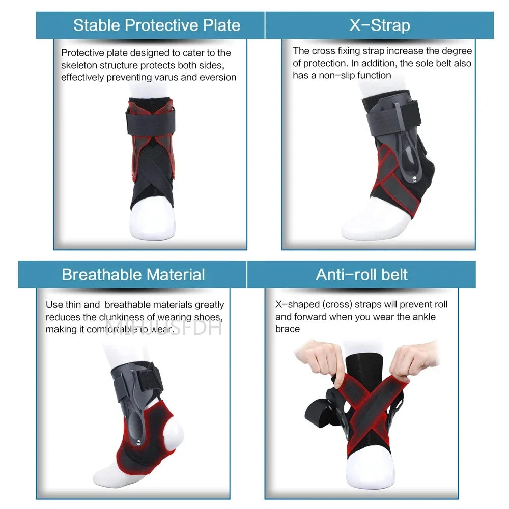 Ankle Support Brace with Side Stabilizers for Sprains and Tendonitis - Lightweight Recovery Splint for Men and Women