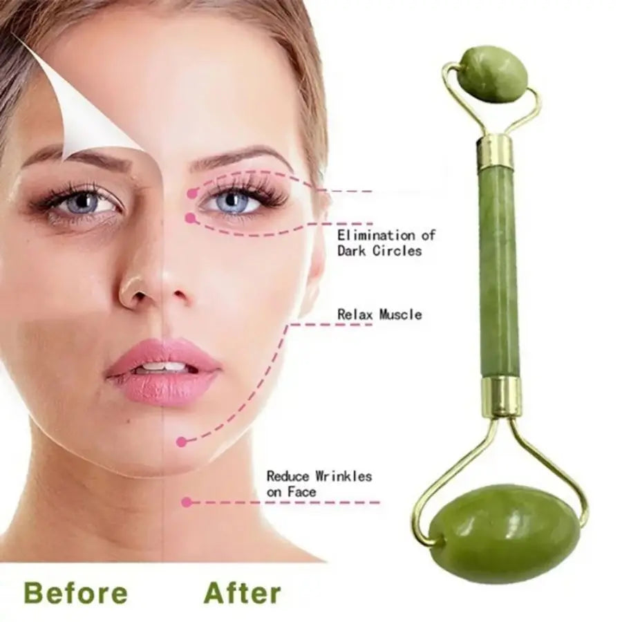 Facial Scraping Board Neck Massage Tablets Body Massager Facial Roller Exquisite Skincare Scraping Tablet Combination Set Green