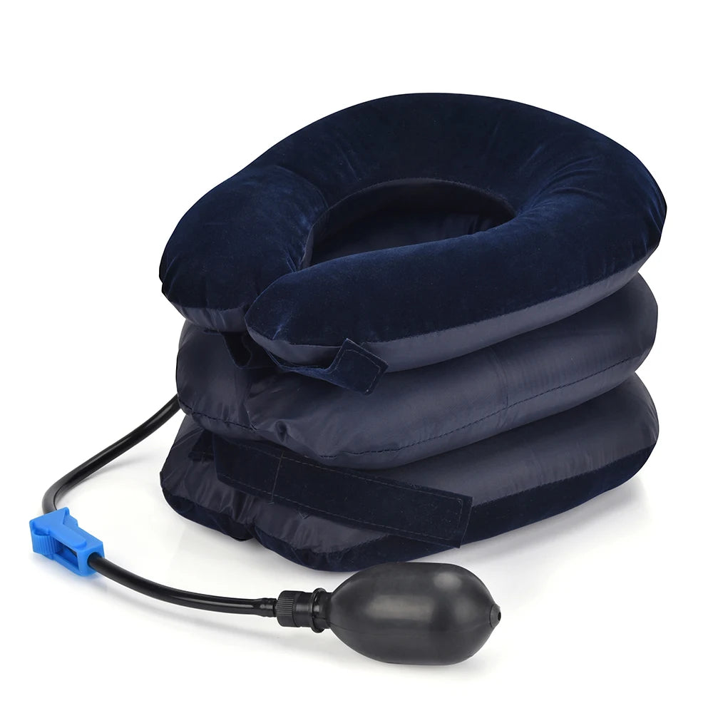 Inflatable 3-Layer Cervical Neck Traction Massager for Pain Relief and Support