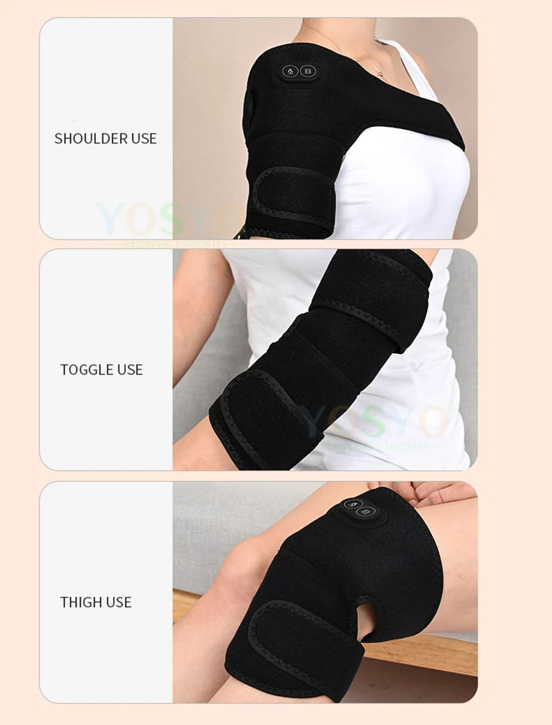 Heated Multi-Use Electric Massage Support Brace with Adjustable Vibration and Temperature Settings