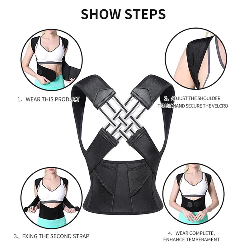 Adjustable Back Support Brace for Women and Kids - Breathable Posture Corrector for Enhanced Comfort