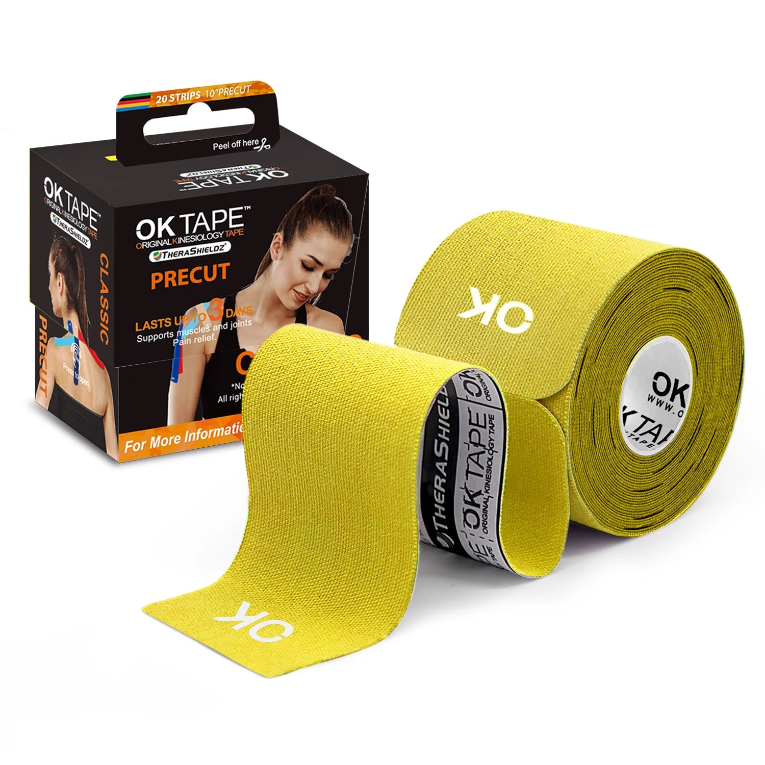 OK TAPE Precut Kinesiology Tape, Latex-Free Elastic Bandage for Athletes and Fitness Enthusiasts