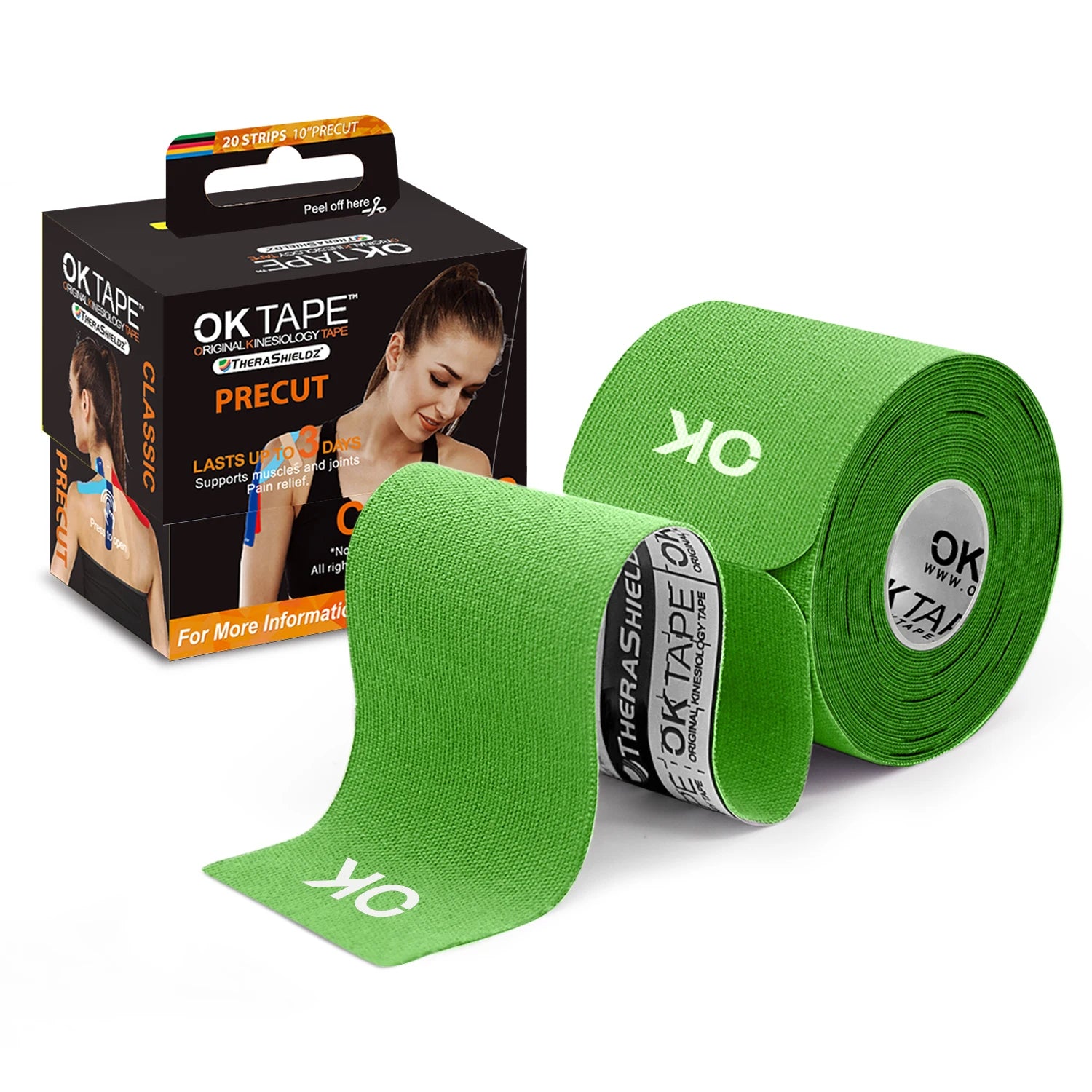 OK TAPE Precut Kinesiology Tape, Latex-Free Elastic Bandage for Athletes and Fitness Enthusiasts