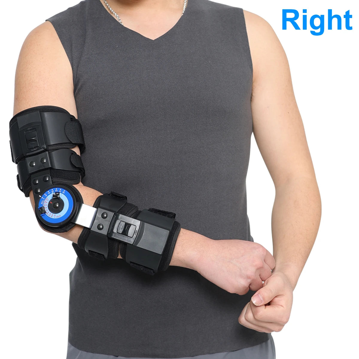 Hinged ROM Elbow Brace, Adjustable Post-Op Stabilizer Splint, Arm Injury Recovery Support Fracture Immobilization Rehabilitation