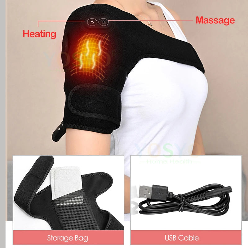 Heated Multi-Use Electric Massage Support Brace with Adjustable Vibration and Temperature Settings