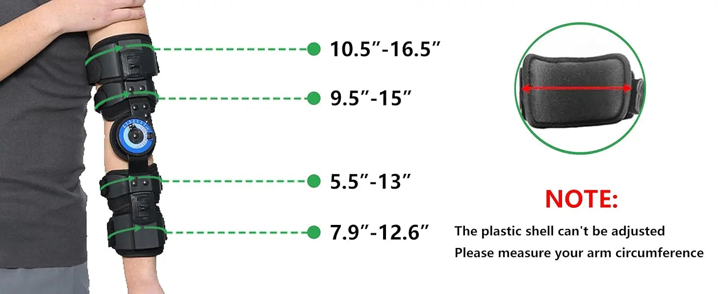 Hinged ROM Elbow Brace, Adjustable Post-Op Stabilizer Splint, Arm Injury Recovery Support Fracture Immobilization Rehabilitation