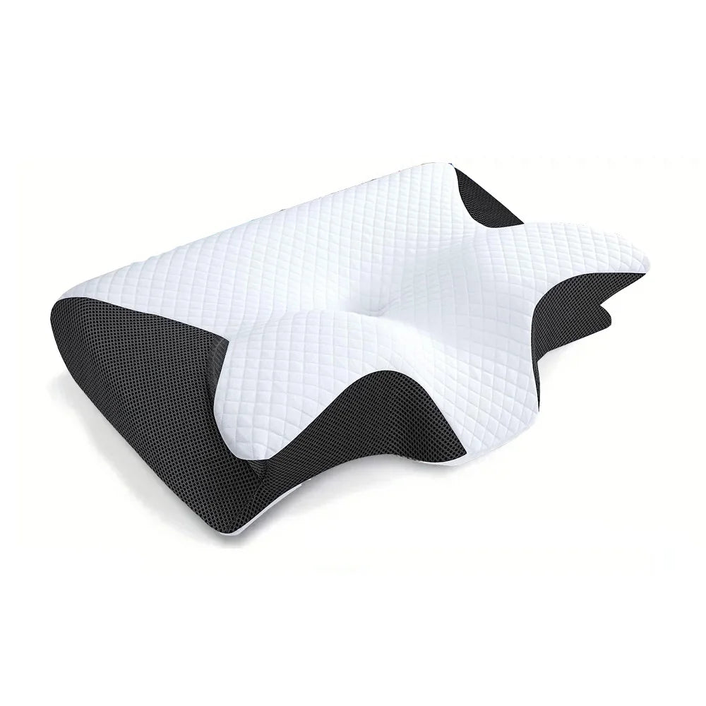 Ergonomic Butterfly Neck Support Pillow with Memory Foam and Massage Features