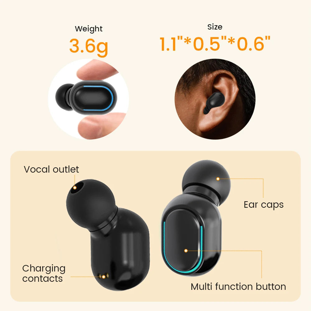 Rechargeable ITE Hearing Aid for Seniors - Mini Invisible Sound Amplifier with Wireless Convenience and Noise Reduction Features