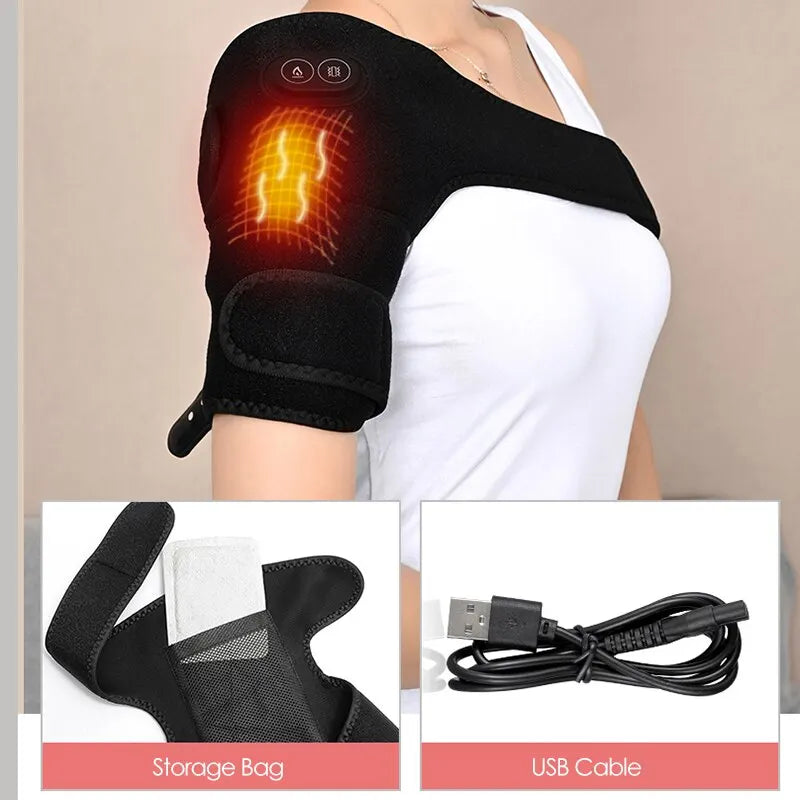 Heated Multi-Use Electric Massage Support Brace with Adjustable Vibration and Temperature Settings