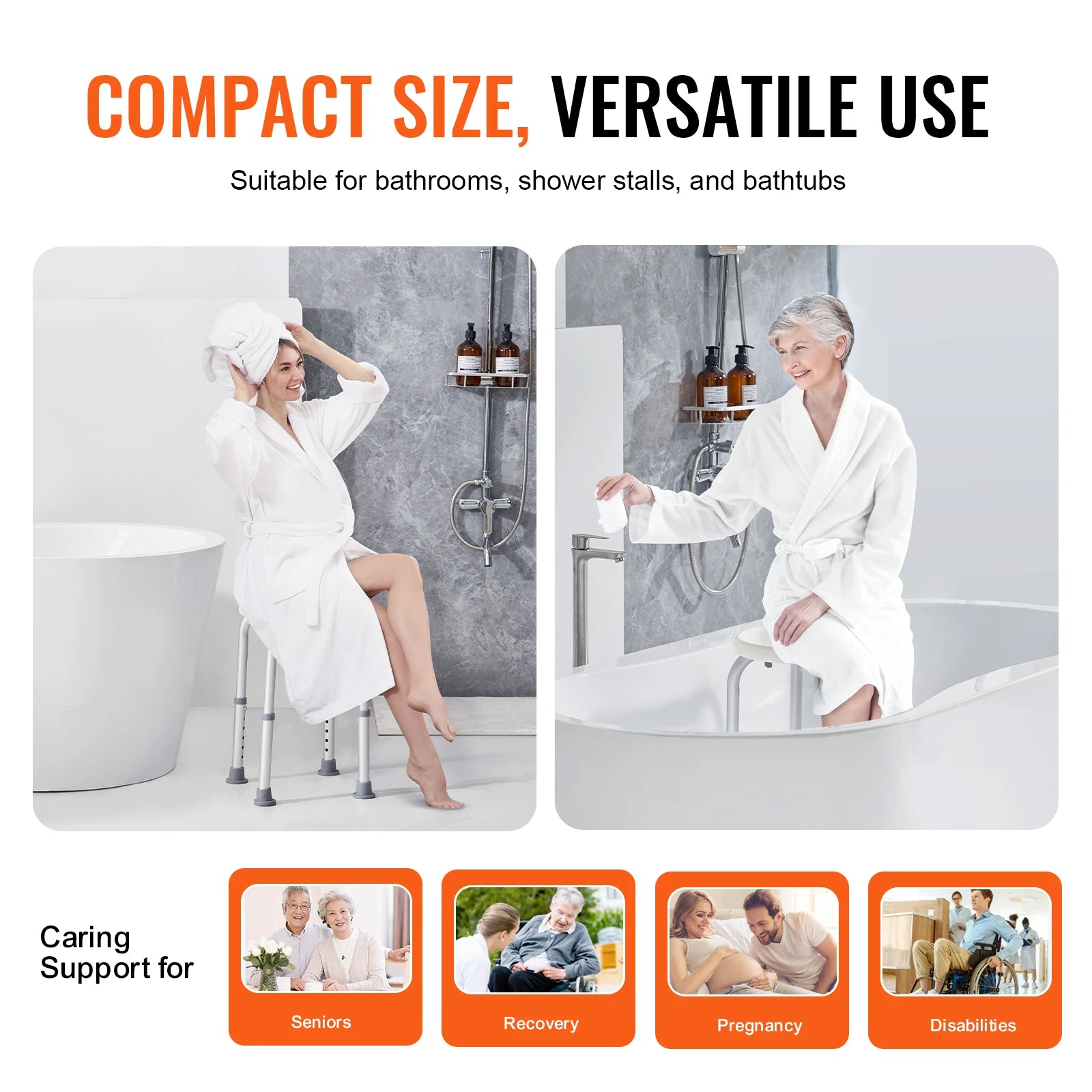 VEVOR Shower Chair for Inside Shower for Elderly Disabled Adults