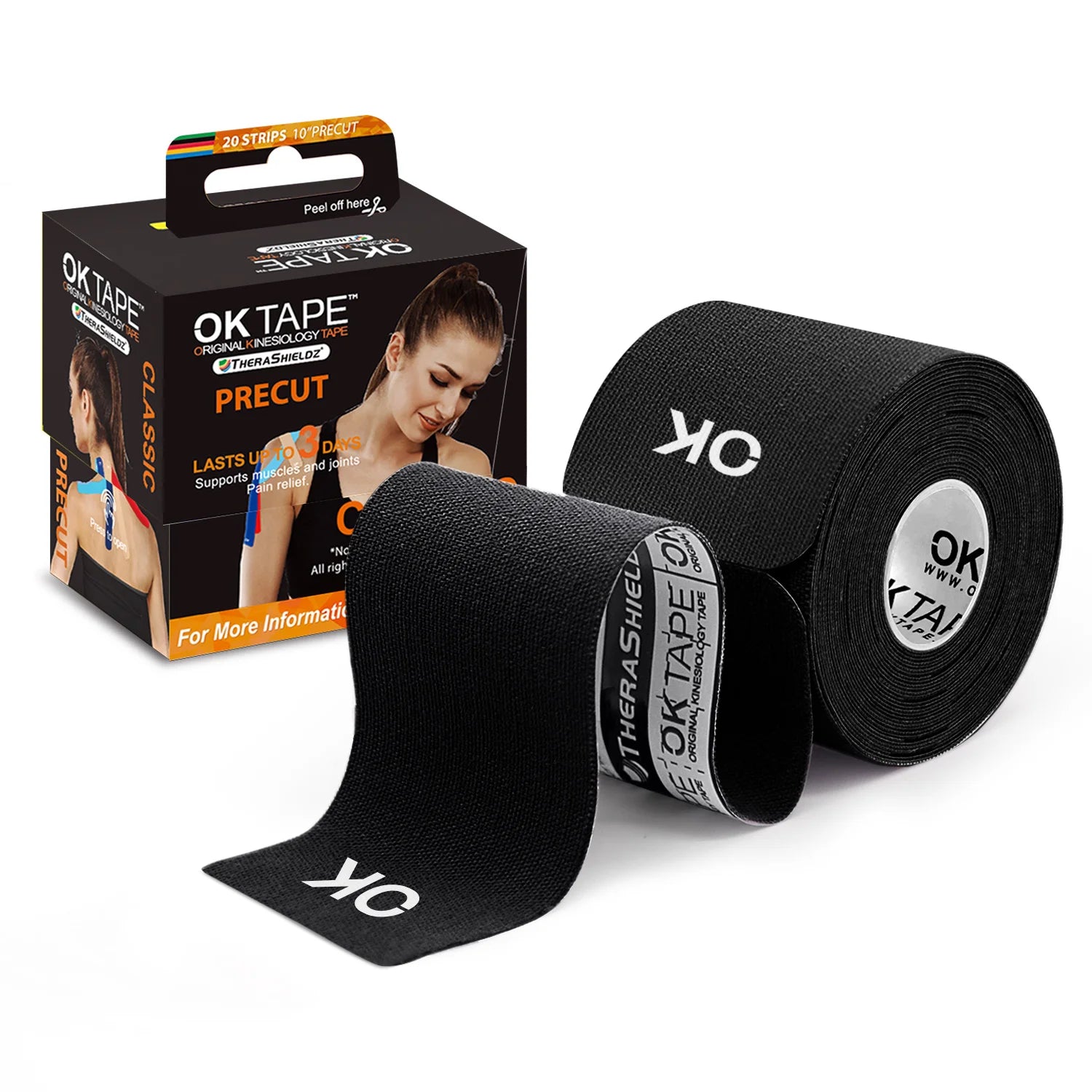 OK TAPE Precut Kinesiology Tape, Latex-Free Elastic Bandage for Athletes and Fitness Enthusiasts