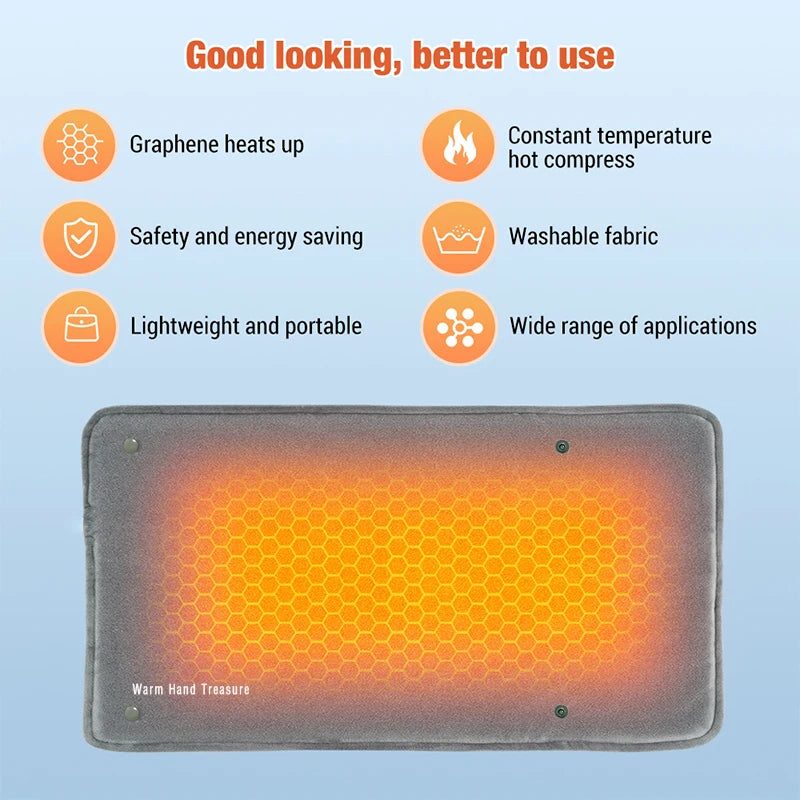 Graphene Rapid-Heat Adjustable Warming Pad for Home and Office with USB Power Supply