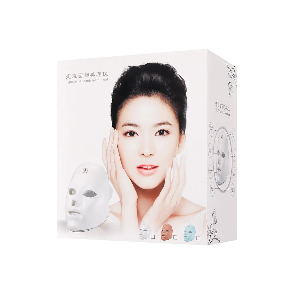 LED Photon Therapy Rechargeable Facial Mask - 7 Color Skin Rejuvenation and Anti-Aging Beauty Device