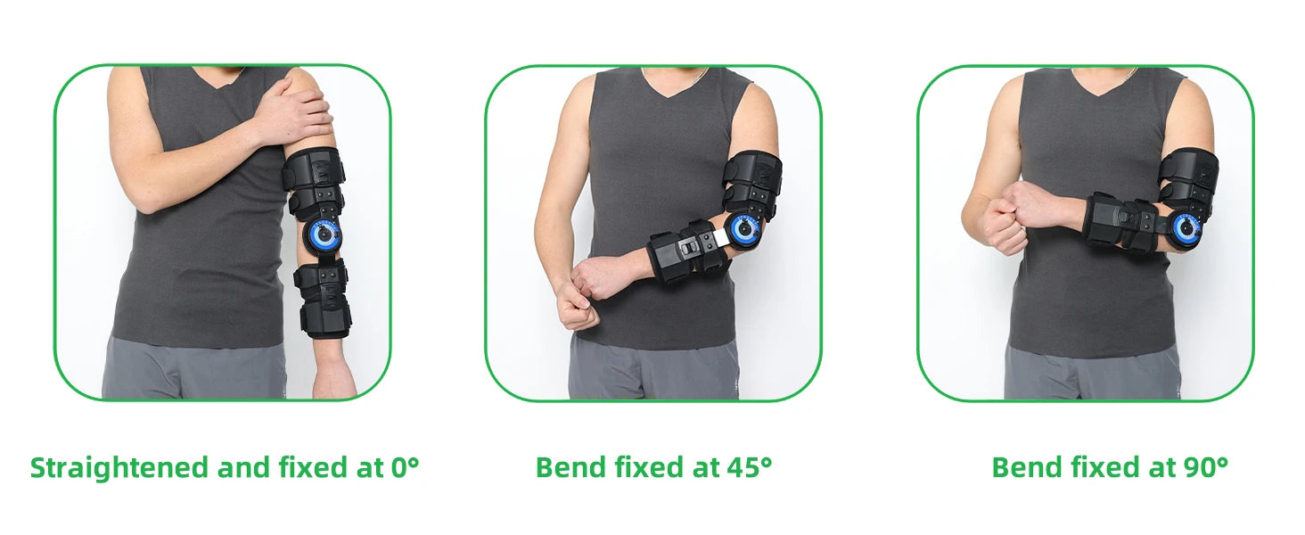 Hinged ROM Elbow Brace, Adjustable Post-Op Stabilizer Splint, Arm Injury Recovery Support Fracture Immobilization Rehabilitation