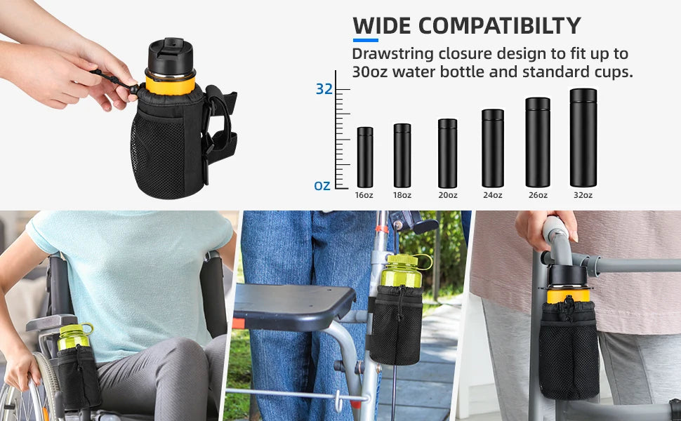 Cup Holder for Wheelchair, Walker Rollator or Scooter