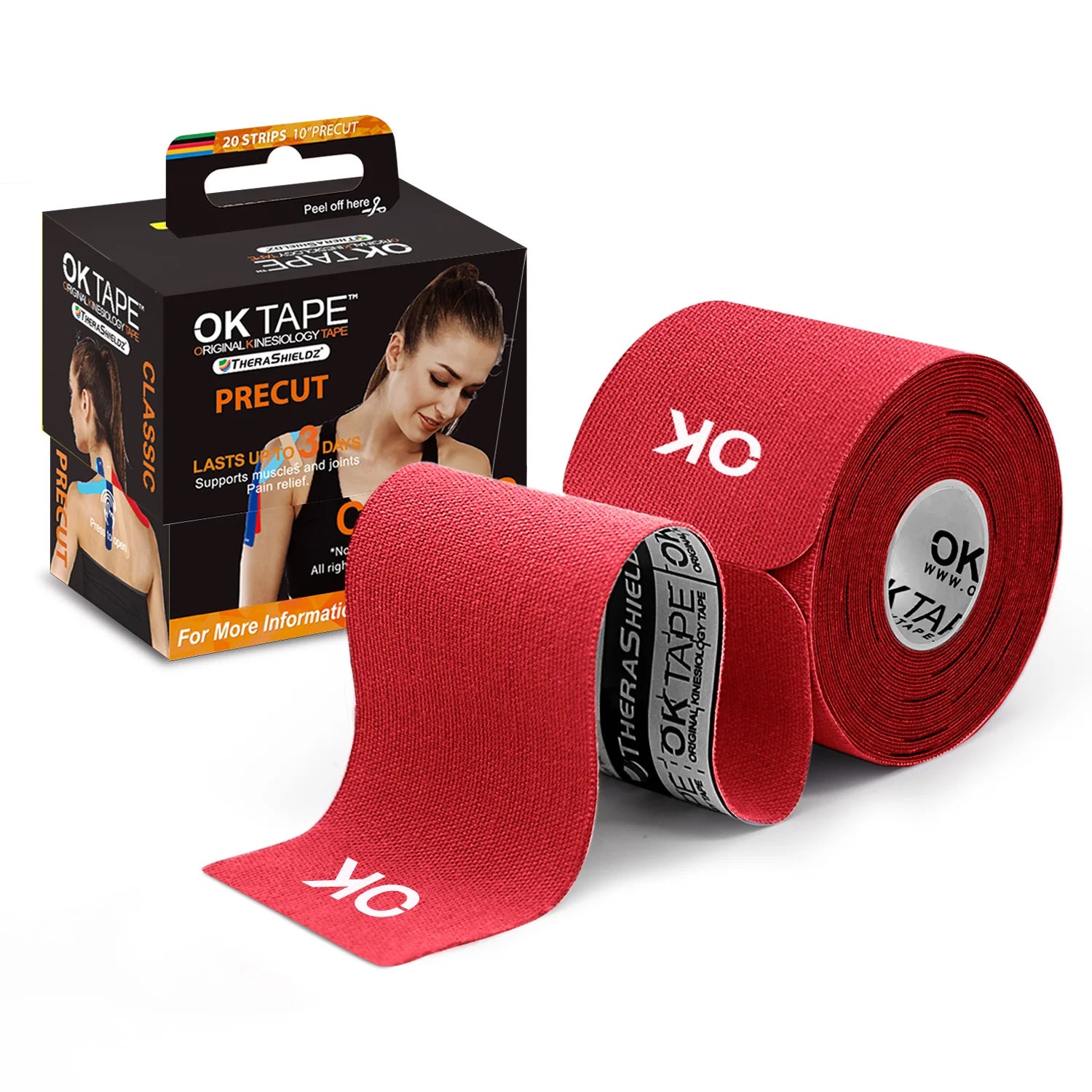 OK TAPE Precut Kinesiology Tape, Latex-Free Elastic Bandage for Athletes and Fitness Enthusiasts