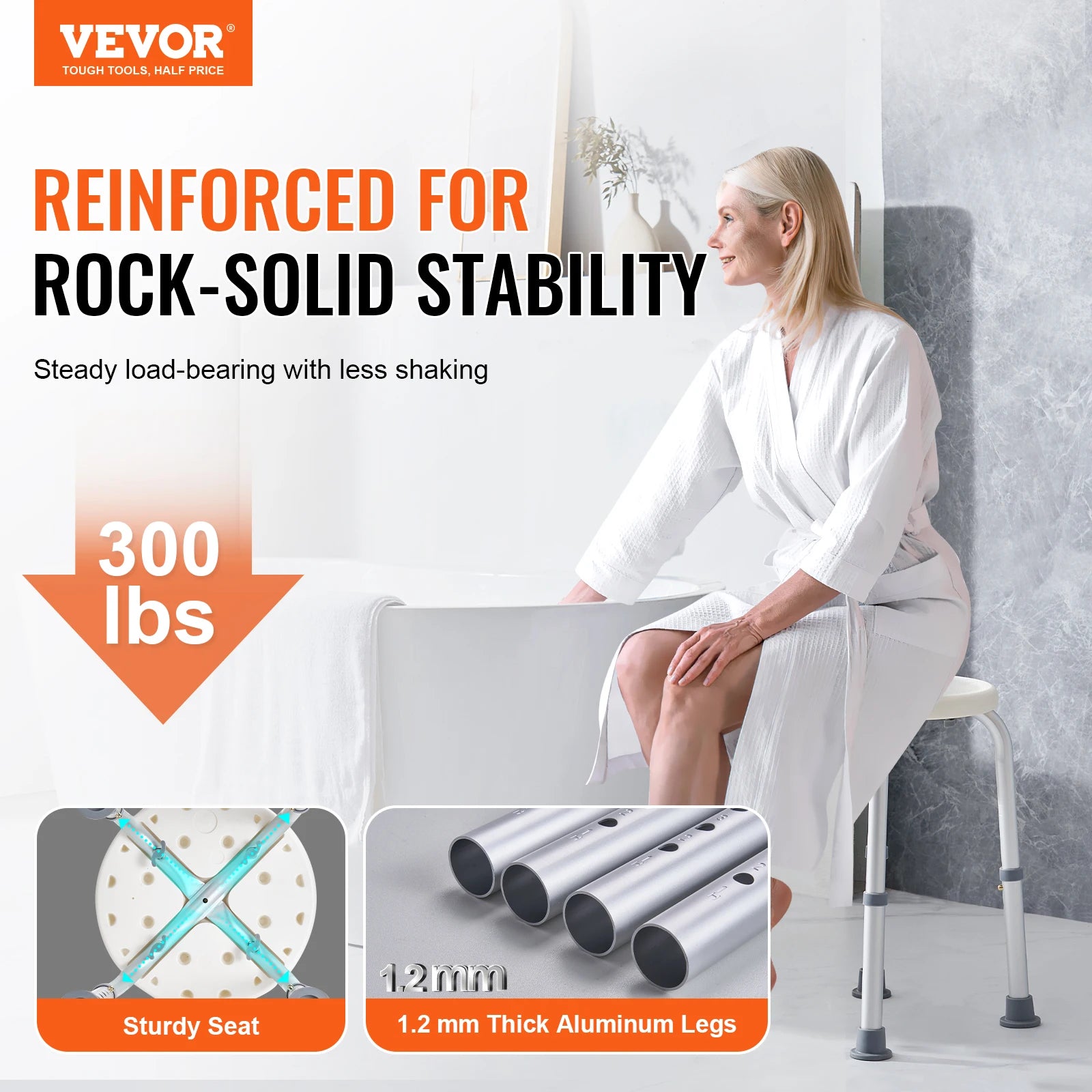 VEVOR Shower Chair for Inside Shower for Elderly Disabled Adults