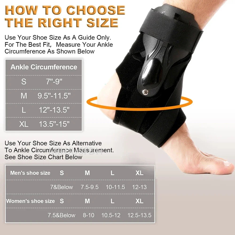 Ankle Support Brace with Side Stabilizers for Sprains and Tendonitis - Lightweight Recovery Splint for Men and Women