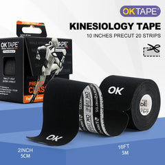 OK TAPE Precut Kinesiology Tape, Latex-Free Elastic Bandage for Athletes and Fitness Enthusiasts