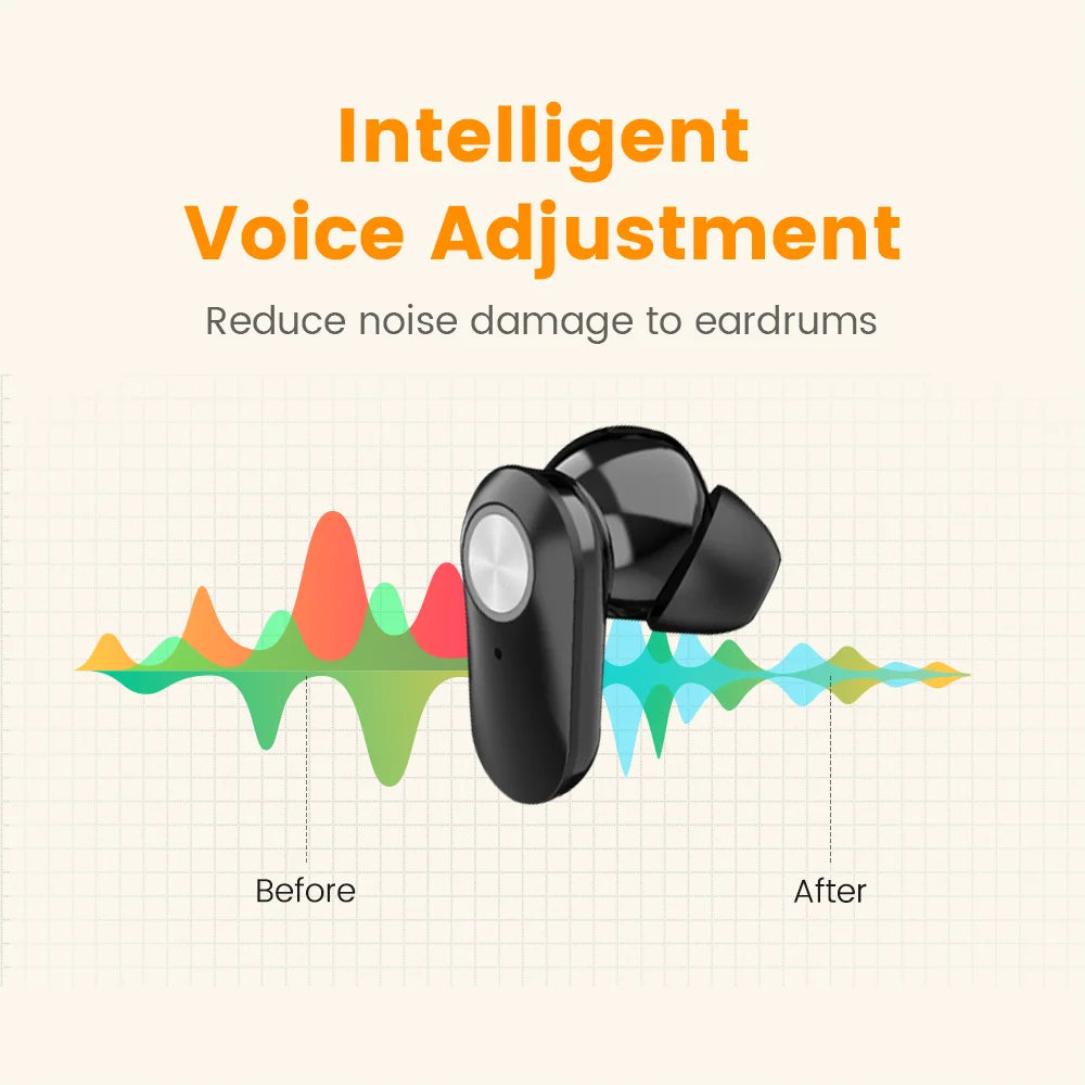 Rechargeable ITE Hearing Aid for Seniors - Mini Invisible Sound Amplifier with Wireless Convenience and Noise Reduction Features