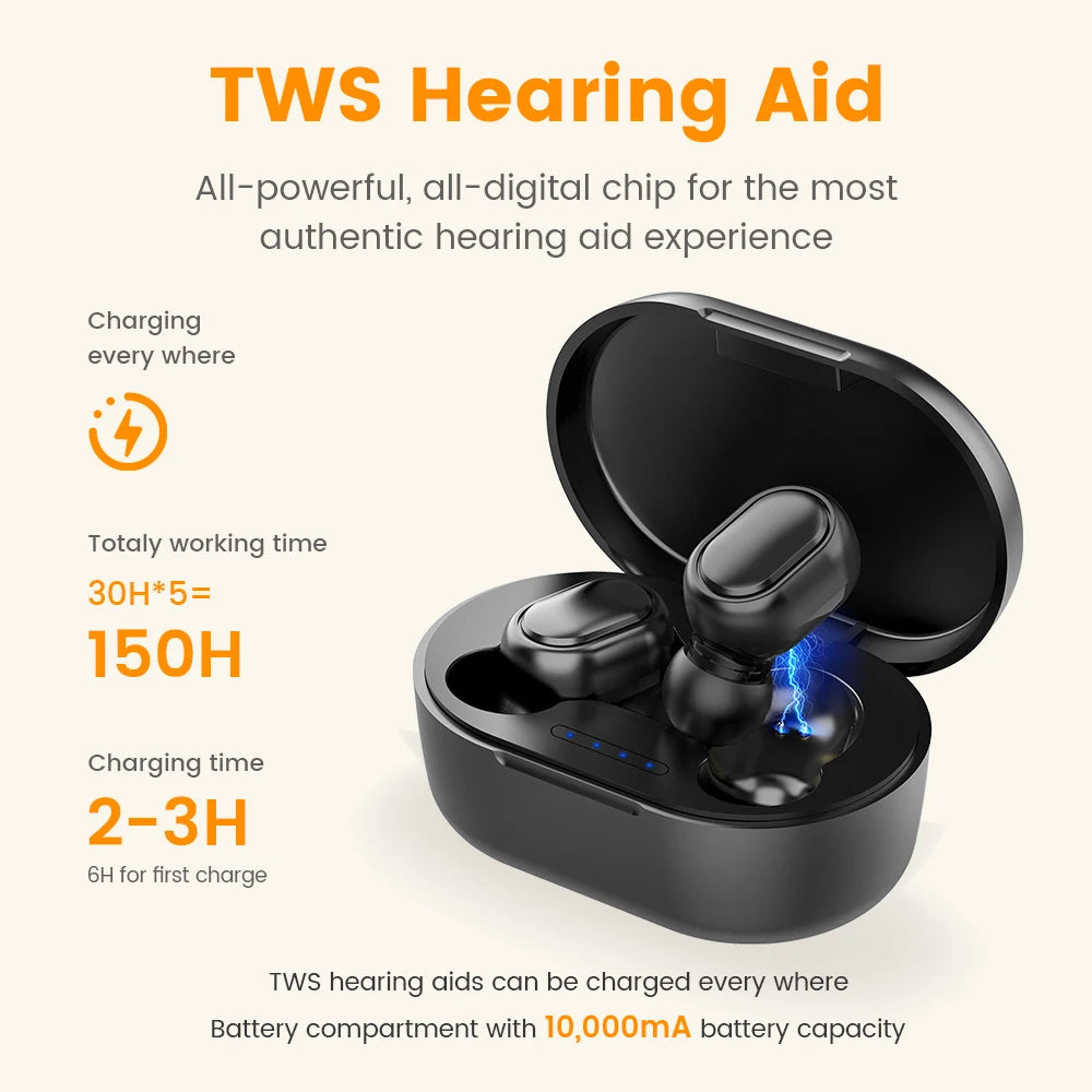 Rechargeable ITE Hearing Aid for Seniors - Mini Invisible Sound Amplifier with Wireless Convenience and Noise Reduction Features