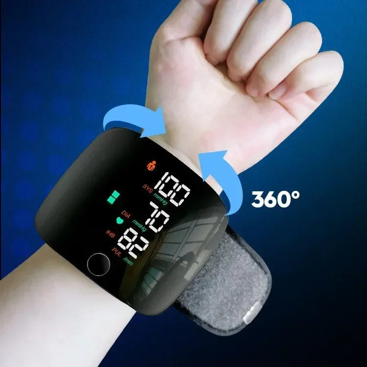 Wrist Blood Pressure Monitor with LED Display and USB Rechargeable Fast Measurement Tensiometer