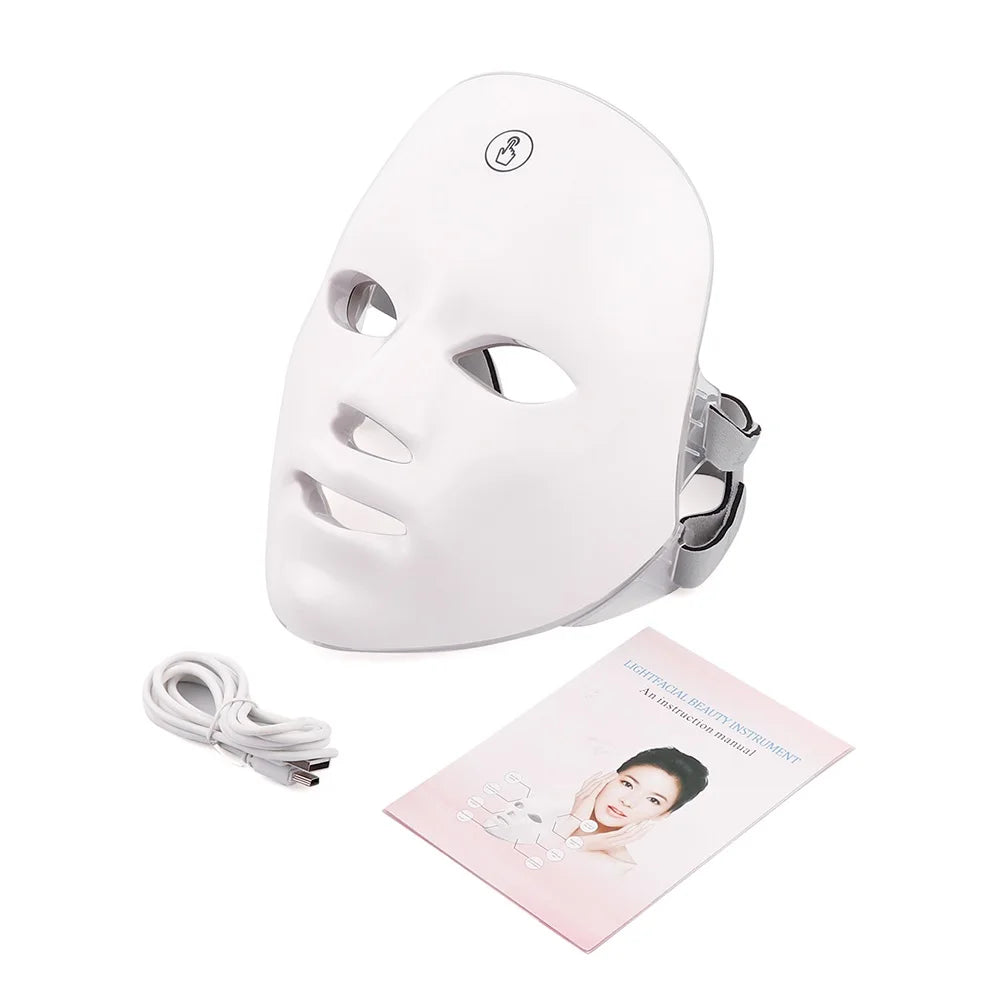 LED Photon Therapy Rechargeable Facial Mask - 7 Color Skin Rejuvenation and Anti-Aging Beauty Device