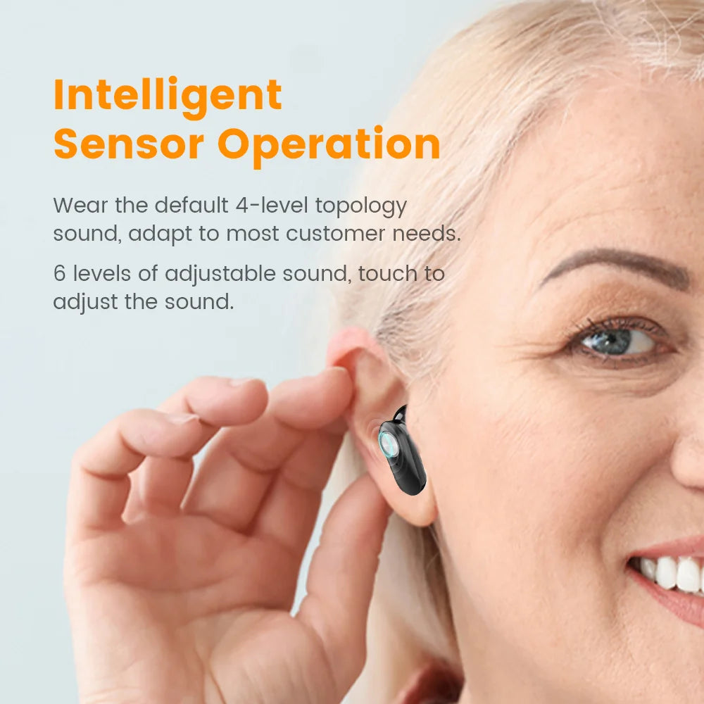 Rechargeable ITE Hearing Aid for Seniors - Mini Invisible Sound Amplifier with Wireless Convenience and Noise Reduction Features