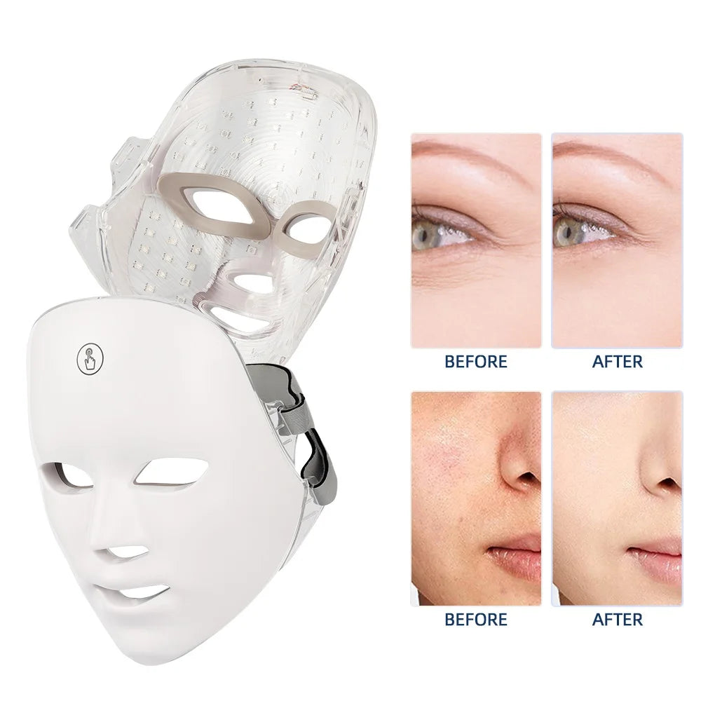 LED Photon Therapy Rechargeable Facial Mask - 7 Color Skin Rejuvenation and Anti-Aging Beauty Device