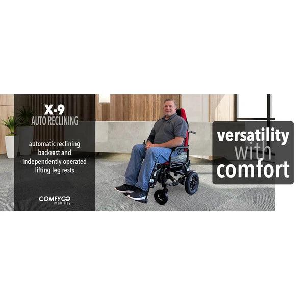 ComfyGo X-9 Remote Controlled Electric Wheelchair, Automatic Reclining Backrest & Lifting Leg Rests ComfyGO