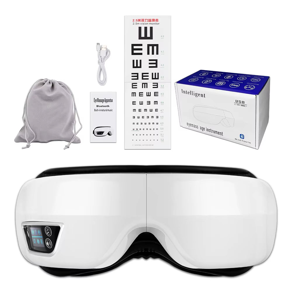 Eye Massager 6D Smart Airbag Vibration Bluetooth Eye Care Instrument Hot Compress Bluetooth Eye Massage Glasses Fatigue Pouch