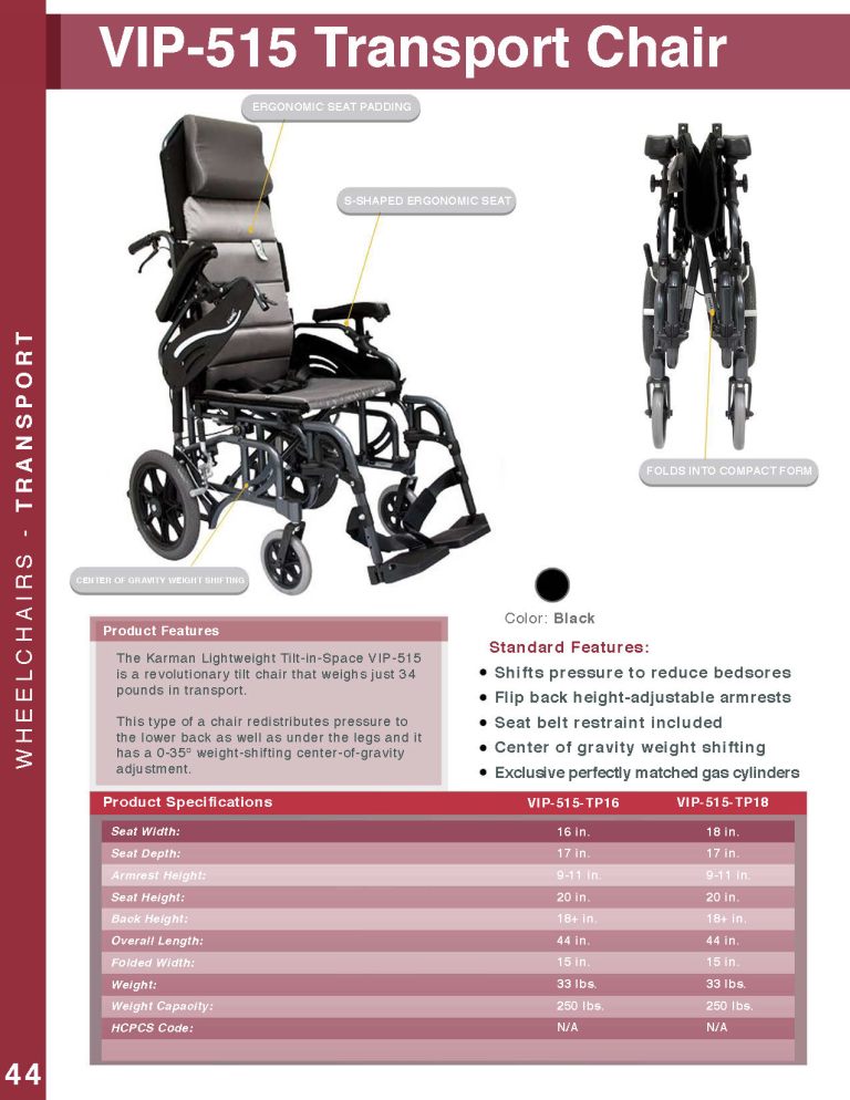 KARMAN VIP515 Tilt in Space Lightweight Reclining Wheelchair Karman Health Care