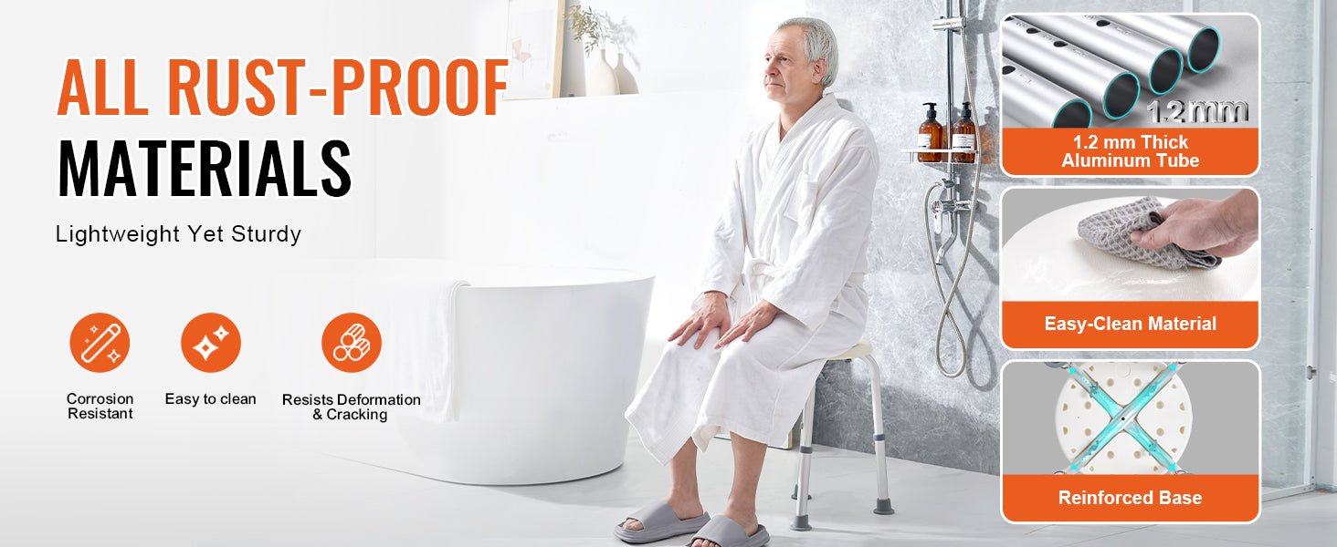 VEVOR Shower Chair for Inside Shower for Elderly Disabled Adults